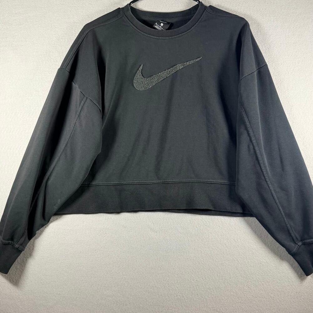 NIKE SWOOSH CROPPED CREWNECK SWEATSHIRT BLACK Oversized